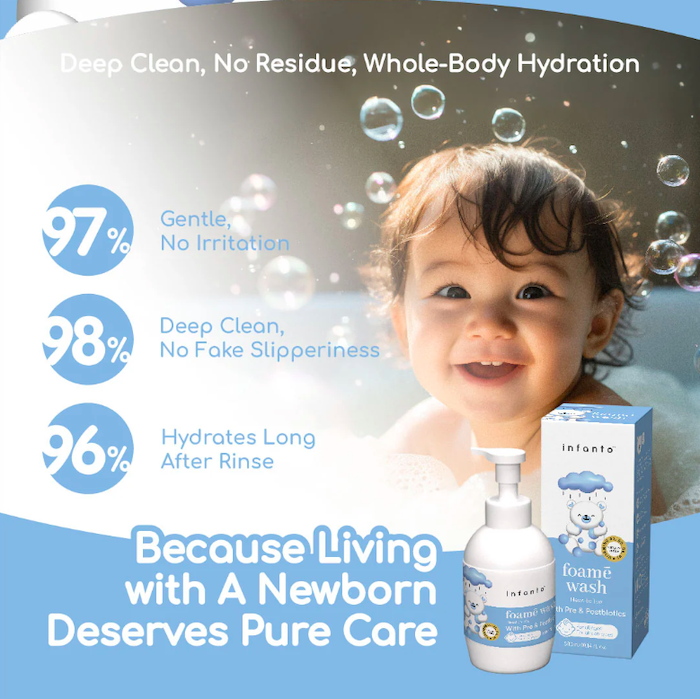 infanto newborn baby head to toe shower bath foam wash foame wash 宝宝洗澡沐浴露